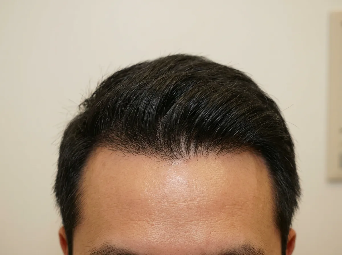 Male patient after hair loss treatment — fuller hairline
