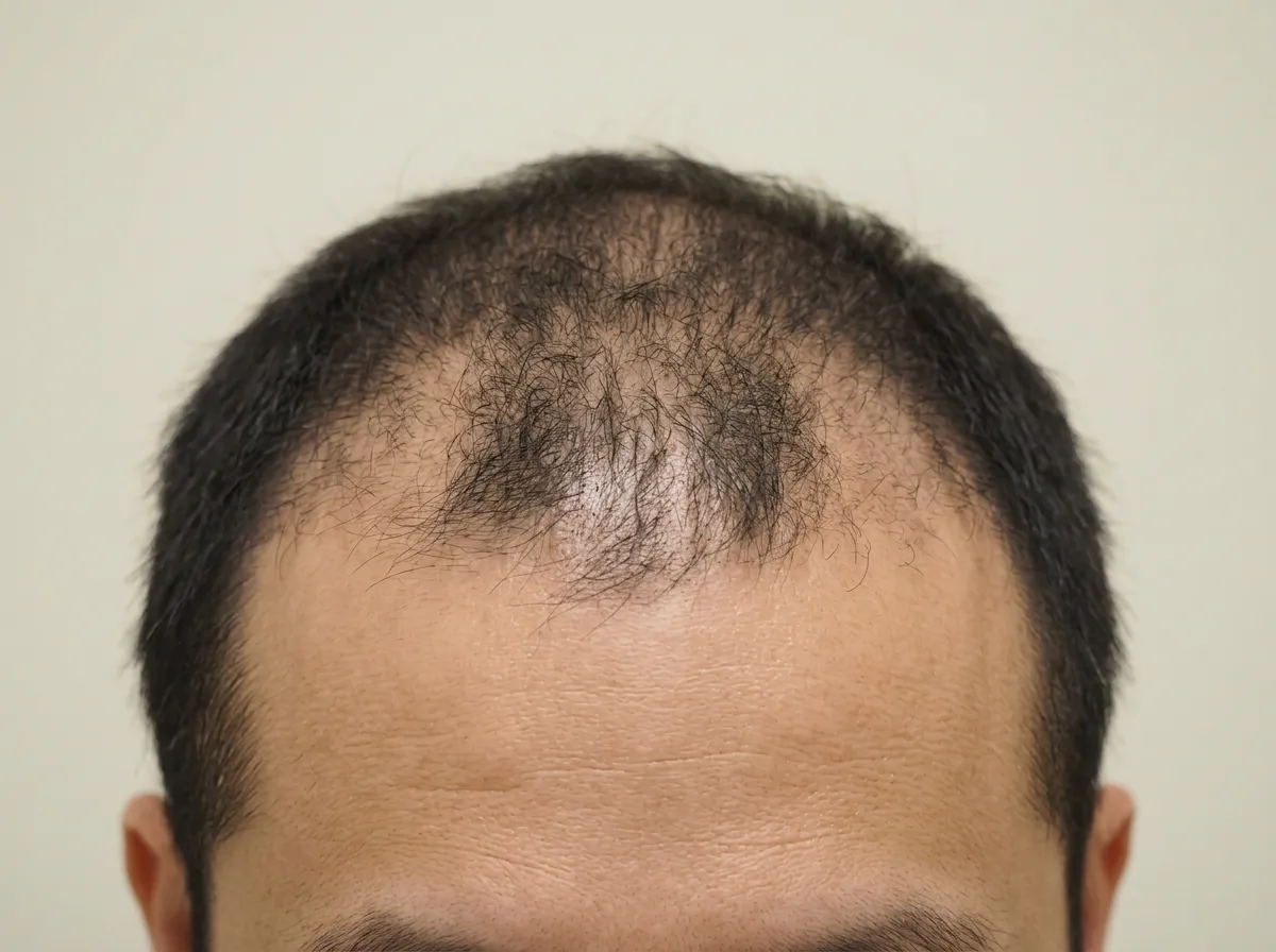Male patient before hair loss treatment — thinning hairline