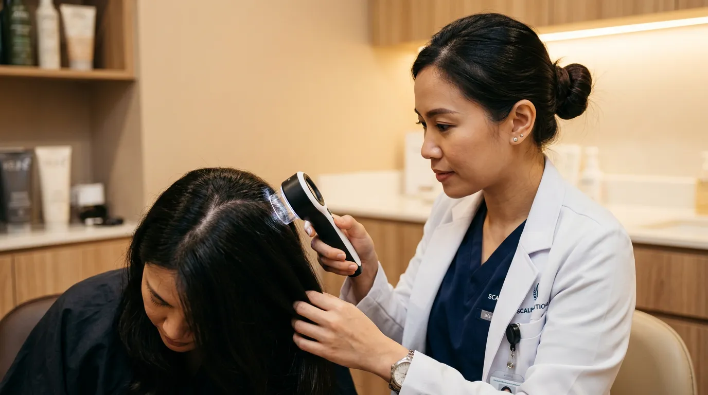 Professional scalp analysis consultation at MU Scalp centre in Kota Kinabalu
